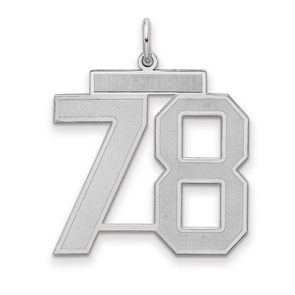 Sterling Silver Jersey Collection Large Number 78 Pendant
